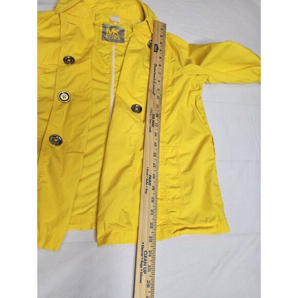 Michael Kors Yellow Short Trench Coat Women's Sz Small Petite No Belt Boho Bold - Picture 8 of 12
